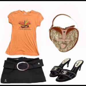 Orange New Orleans y2k women fitted tee